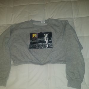 MTV cropped grey sweatshirt